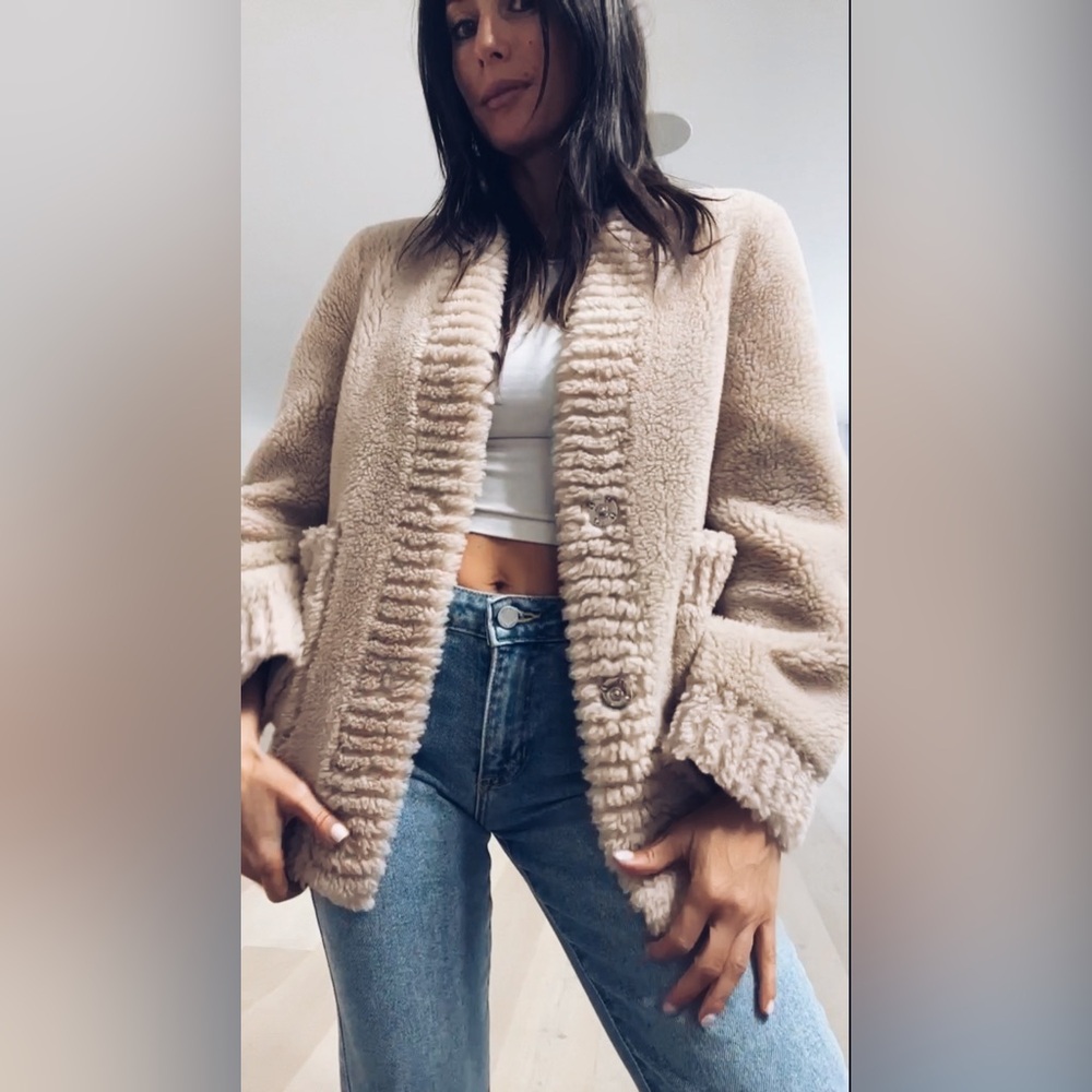 NEW Tan Teddy Jacket Size Small